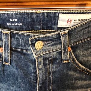 AG Mari High Rise Straight with Distressed Knees